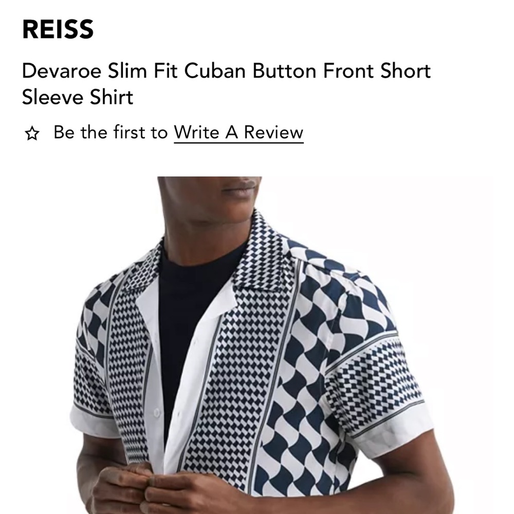 REISS Men’s Button Front Short Sleeve Shirt Adult Medium